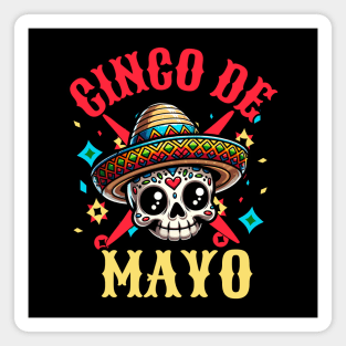 Cinco De Mayo Skull Magnet